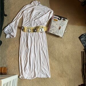 Star Wars White Princess Leia Costume with Gold Belt